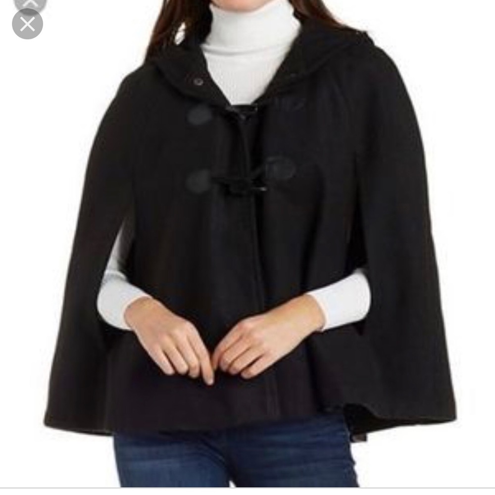 Black hooded cape jacket